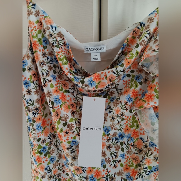 Zac Posen Girls Satin Floral Dress. Size 14. - Picture 4 of 8